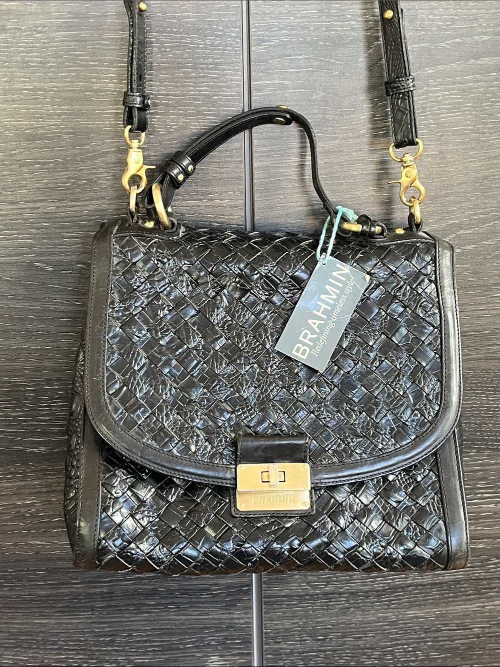 Brahmin Phoebe Black Woven Lady Bag